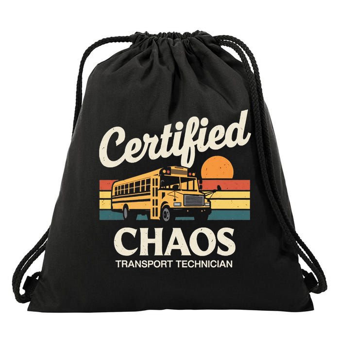 Certified Chaos Transport Technician School Bus Driver Drawstring Bag