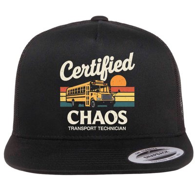 Certified Chaos Transport Technician School Bus Driver Flat Bill Trucker Hat