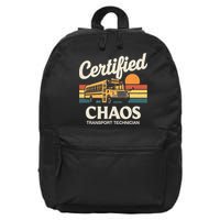 Certified Chaos Transport Technician School Bus Driver 16 in Basic Backpack