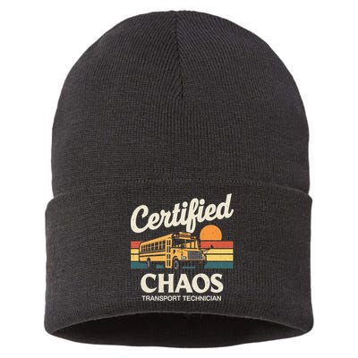 Certified Chaos Transport Technician School Bus Driver Sustainable Knit Beanie
