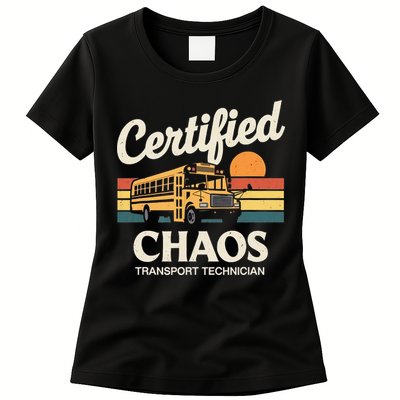 Certified Chaos Transport Technician School Bus Driver Womens T-Shirt
