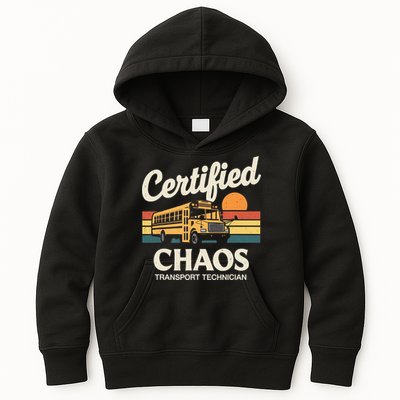 Certified Chaos Transport Technician School Bus Driver Kids Hoodie