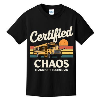 Certified Chaos Transport Technician School Bus Driver Kids T-Shirt
