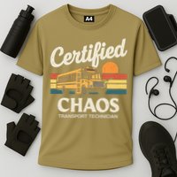 Certified Chaos Transport Technician School Bus Driver Cooling Performance Crew T-Shirt