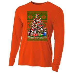 Chihuahua Christmas Tree Ugly Sweater Funny Gift Cooling Performance Long Sleeve Crew