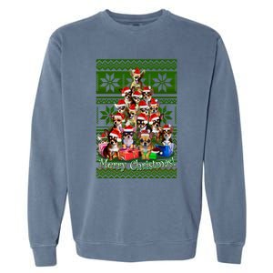 Chihuahua Christmas Tree Ugly Sweater Funny Gift Garment-Dyed Sweatshirt