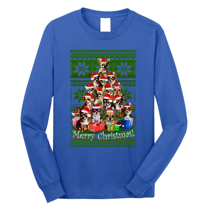 Chihuahua Christmas Tree Ugly Sweater Funny Gift Long Sleeve Shirt