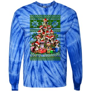 Chihuahua Christmas Tree Ugly Sweater Funny Gift Tie-Dye Long Sleeve Shirt