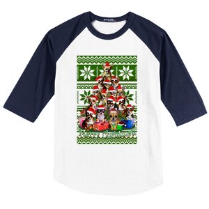 Chihuahua Christmas Tree Ugly Sweater Funny Gift Baseball Sleeve Shirt