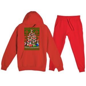 Chihuahua Christmas Tree Ugly Sweater Funny Gift Premium Hooded Sweatsuit Set