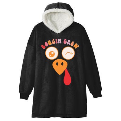 Cousin Crew Turkey Face Family Thanksgiving Pajamas Matching Gift Hooded Wearable Blanket