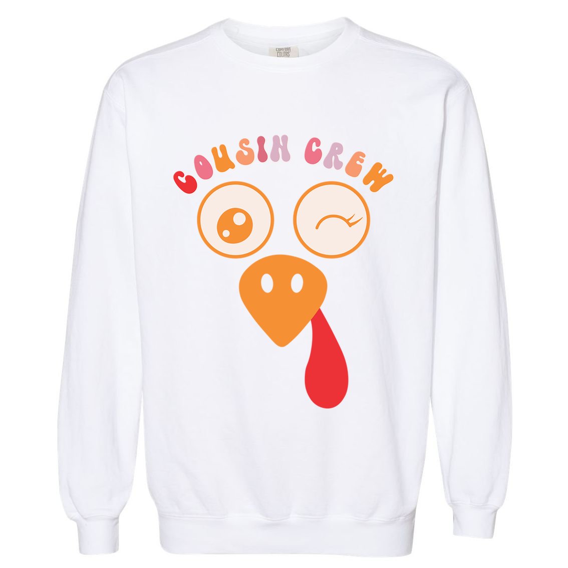 Cousin Crew Turkey Face Family Thanksgiving Pajamas Matching Gift Garment-Dyed Sweatshirt
