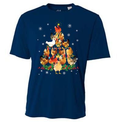 Chicken Christmas Tree Lights Love Chicken Farmer Christmas Cooling Performance Crew T-Shirt