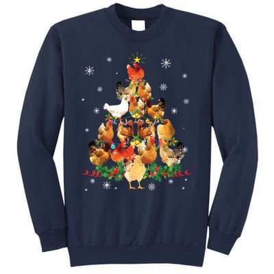 Chicken Christmas Tree Lights Love Chicken Farmer Christmas Sweatshirt