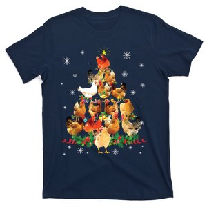 Chicken Christmas Tree Lights Love Chicken Farmer Christmas T-Shirt