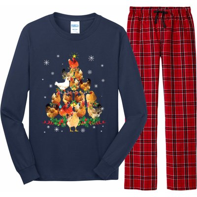 Chicken Christmas Tree Lights Love Chicken Farmer Christmas Long Sleeve Pajama Set