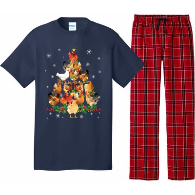 Chicken Christmas Tree Lights Love Chicken Farmer Christmas Pajama Set