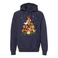 Chicken Christmas Tree Lights Love Chicken Farmer Christmas Premium Hoodie