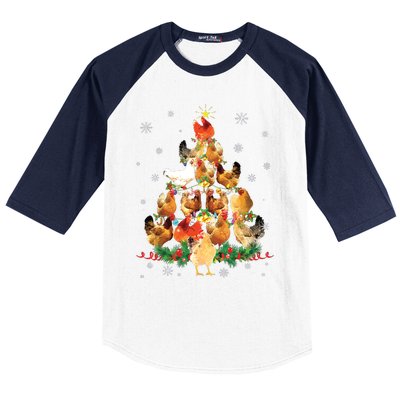 Chicken Christmas Tree Lights Love Chicken Farmer Christmas Baseball Sleeve Shirt