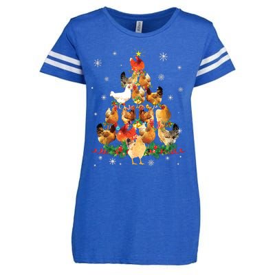 Chicken Christmas Tree Lights Love Chicken Farmer Christmas Enza Ladies Jersey Football T-Shirt