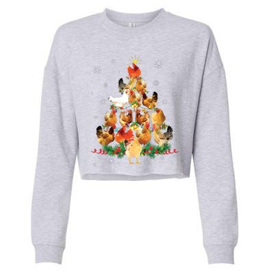 Chicken Christmas Tree Lights Love Chicken Farmer Christmas Cropped Pullover Crew