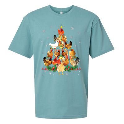 Chicken Christmas Tree Lights Love Chicken Farmer Christmas Sueded Cloud Jersey T-Shirt