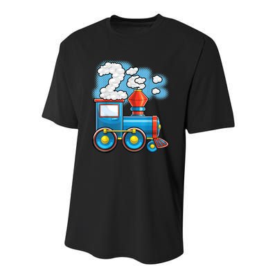 Chugga Chugga Train 2nd Birthday Party Supply Birthday Boy Youth Performance Sprint T-Shirt