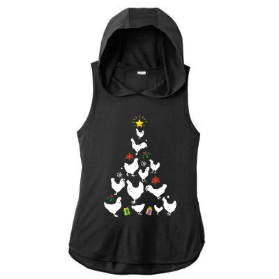 Chicken Christmas Tree Lights Love Chicken Farmer Xmas Cute Ladies PosiCharge Tri-Blend Wicking Draft Hoodie Tank