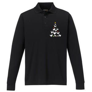 Chicken Christmas Tree Lights Love Chicken Farmer Xmas Cute Performance Long Sleeve Polo