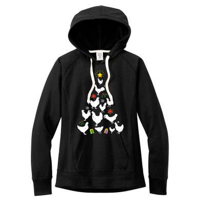 Chicken Christmas Tree Lights Love Chicken Farmer Xmas Cute Women's Fleece Hoodie