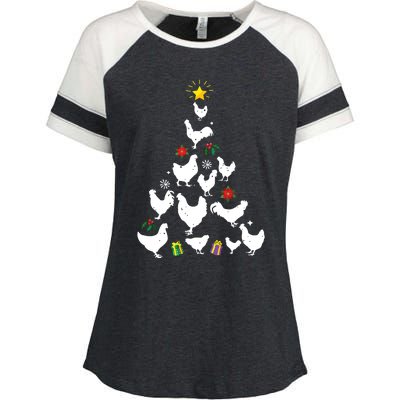 Chicken Christmas Tree Lights Love Chicken Farmer Xmas Cute Enza Ladies Jersey Colorblock Tee