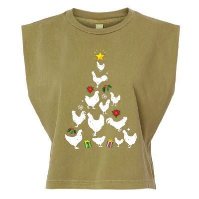 Chicken Christmas Tree Lights Love Chicken Farmer Xmas Cute Garment-Dyed Women's Muscle Tee