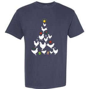 Chicken Christmas Tree Lights Love Chicken Farmer Xmas Cute Garment-Dyed Heavyweight T-Shirt