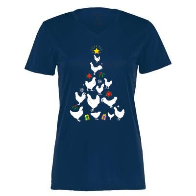 Chicken Christmas Tree Lights Love Chicken Farmer Xmas Cute Women's Momentum V-Neck T-Shirt