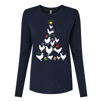 Chicken Christmas Tree Lights Love Chicken Farmer Xmas Cute Womens Cotton Relaxed Long Sleeve T-Shirt