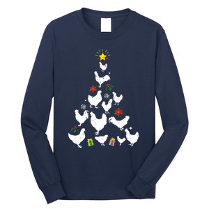 Chicken Christmas Tree Lights Love Chicken Farmer Xmas Cute Long Sleeve Shirt