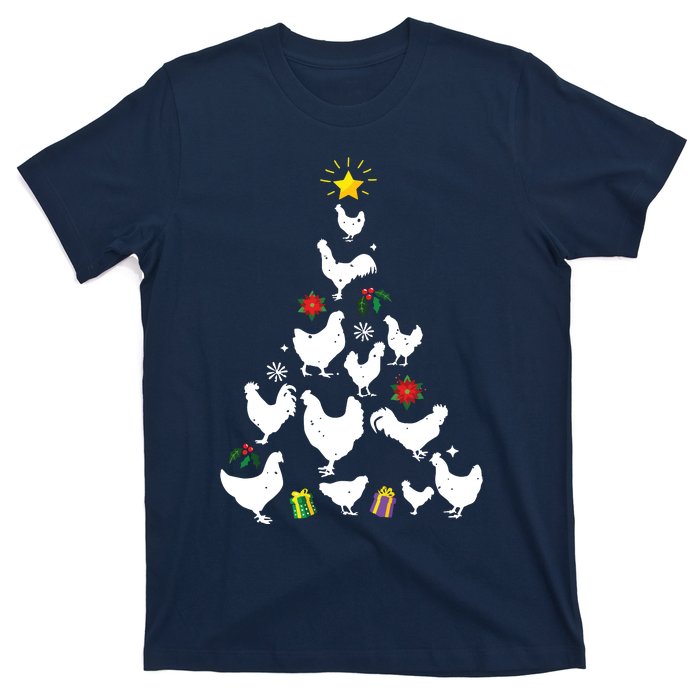 Chicken Christmas Tree Lights Love Chicken Farmer Xmas Cute T-Shirt