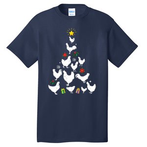 Chicken Christmas Tree Lights Love Chicken Farmer Xmas Cute Tall T-Shirt