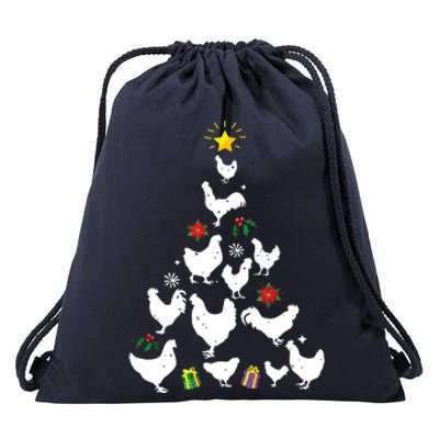 Chicken Christmas Tree Lights Love Chicken Farmer Xmas Cute Drawstring Bag