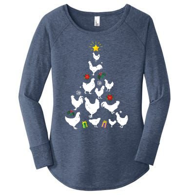 Chicken Christmas Tree Lights Love Chicken Farmer Xmas Cute Women's Perfect Tri Tunic Long Sleeve Shirt