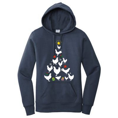 Chicken Christmas Tree Lights Love Chicken Farmer Xmas Cute Women's Pullover Hoodie