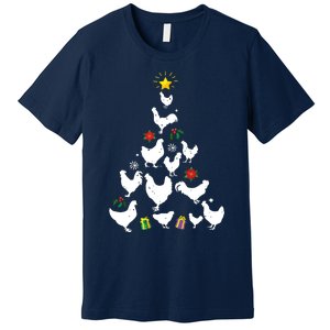 Chicken Christmas Tree Lights Love Chicken Farmer Xmas Cute Premium T-Shirt