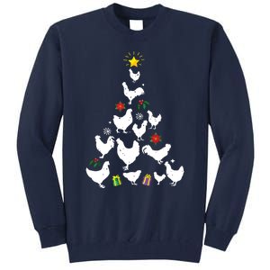 Chicken Christmas Tree Lights Love Chicken Farmer Xmas Cute Tall Sweatshirt