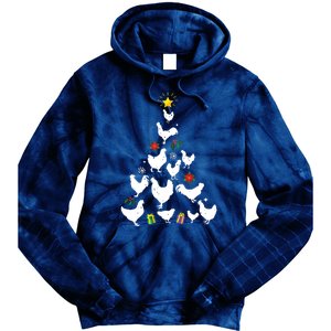 Chicken Christmas Tree Lights Love Chicken Farmer Xmas Cute Tie Dye Hoodie