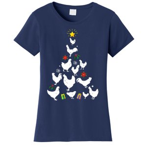 Chicken Christmas Tree Lights Love Chicken Farmer Xmas Cute Women's T-Shirt