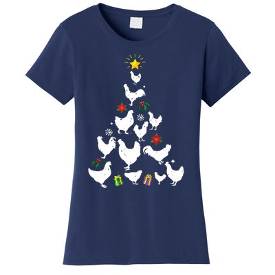 Chicken Christmas Tree Lights Love Chicken Farmer Xmas Cute Women's T-Shirt