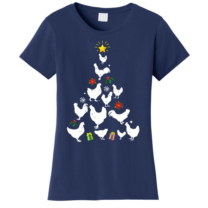 Chicken Christmas Tree Lights Love Chicken Farmer Xmas Cute Women's T-Shirt