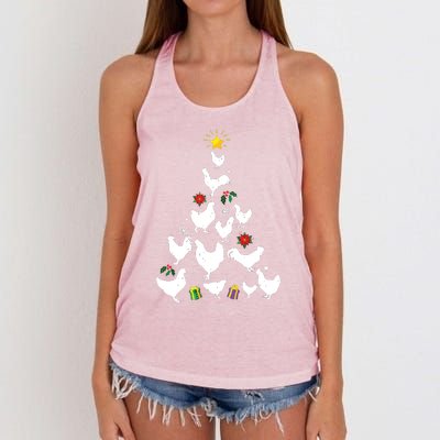 Chicken Christmas Tree Lights Love Chicken Farmer Xmas Cute Women's Knotted Racerback Tank