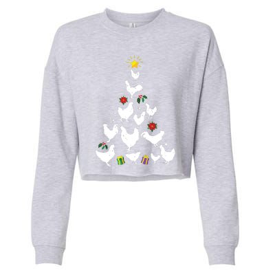 Chicken Christmas Tree Lights Love Chicken Farmer Xmas Cute Cropped Pullover Crew