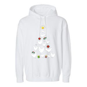 Chicken Christmas Tree Lights Love Chicken Farmer Xmas Cute Garment-Dyed Fleece Hoodie